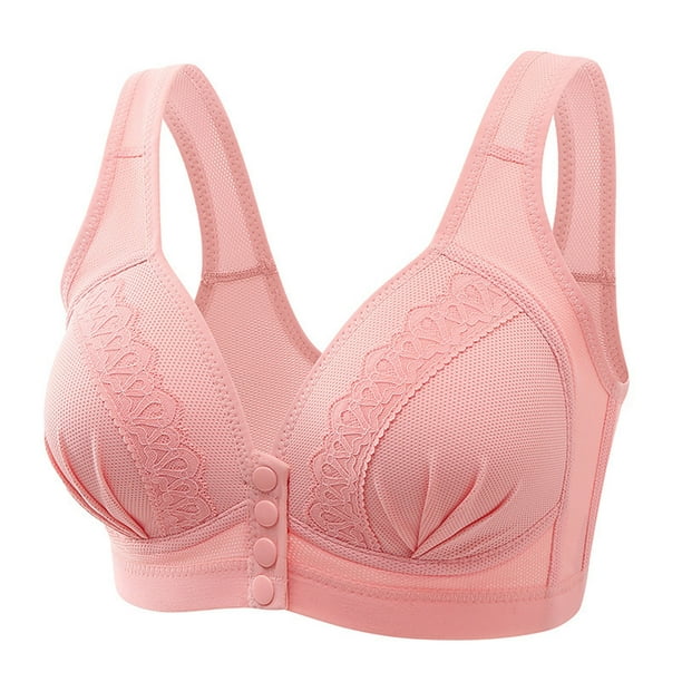 nsendm Female Underwear Adult Cotton Sports Bras for Women Women Sexy Lace  Front Button Shaping Cup Shoulder Strap Large Size Underwire Seamless(Pink,  42) 