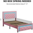 thumbnail image 6 of 4 EVER WINNER Twin Size LED Bed Frame with Headboard，Upholstered Platform Bed Frame with LED Lights，Diamond Tufted Headboard and Footboard，Pink, 6 of 7