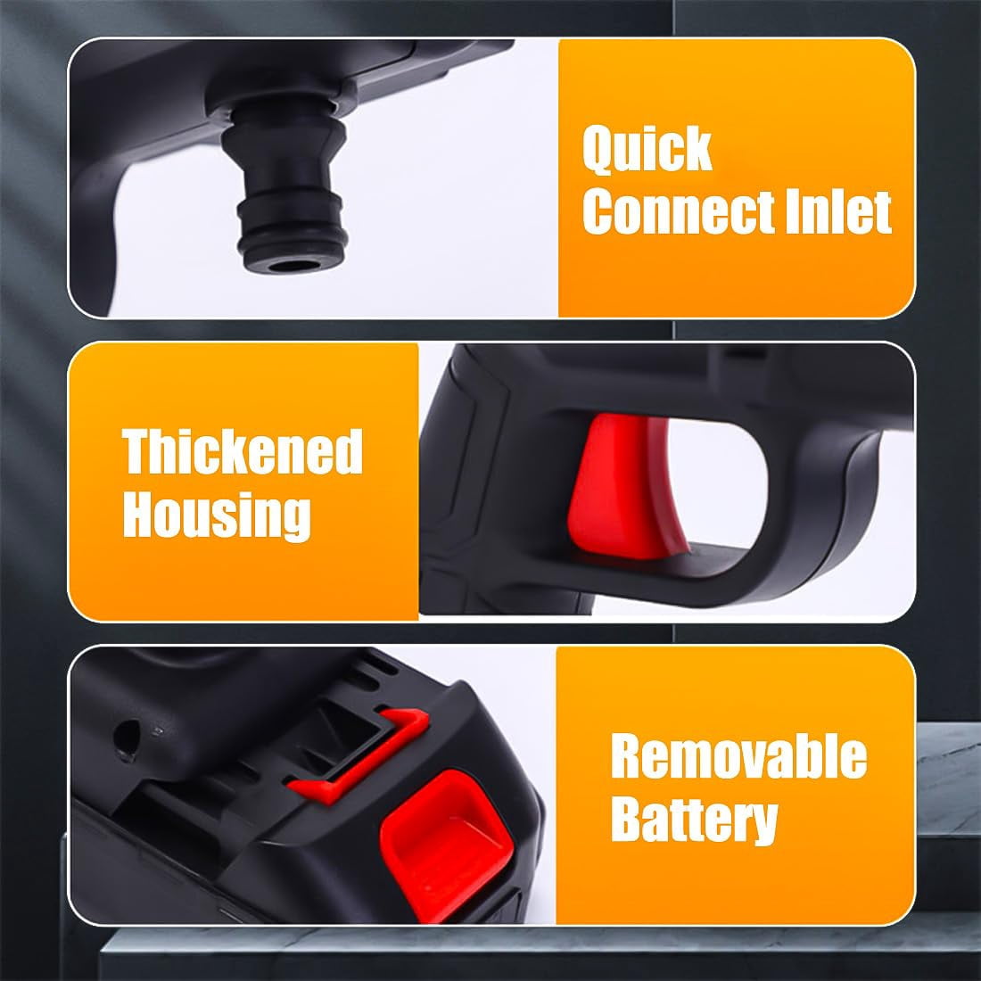Portable Jet Power Washer, 2026 New Cordless Pressure Washer 2.0, 435PSI Handheld Water High Pressure Cleaner, 12000 mAh Battery Powered, with 6-in-1 Nozzle for Spray, Sweep, Foam (1*Battery)