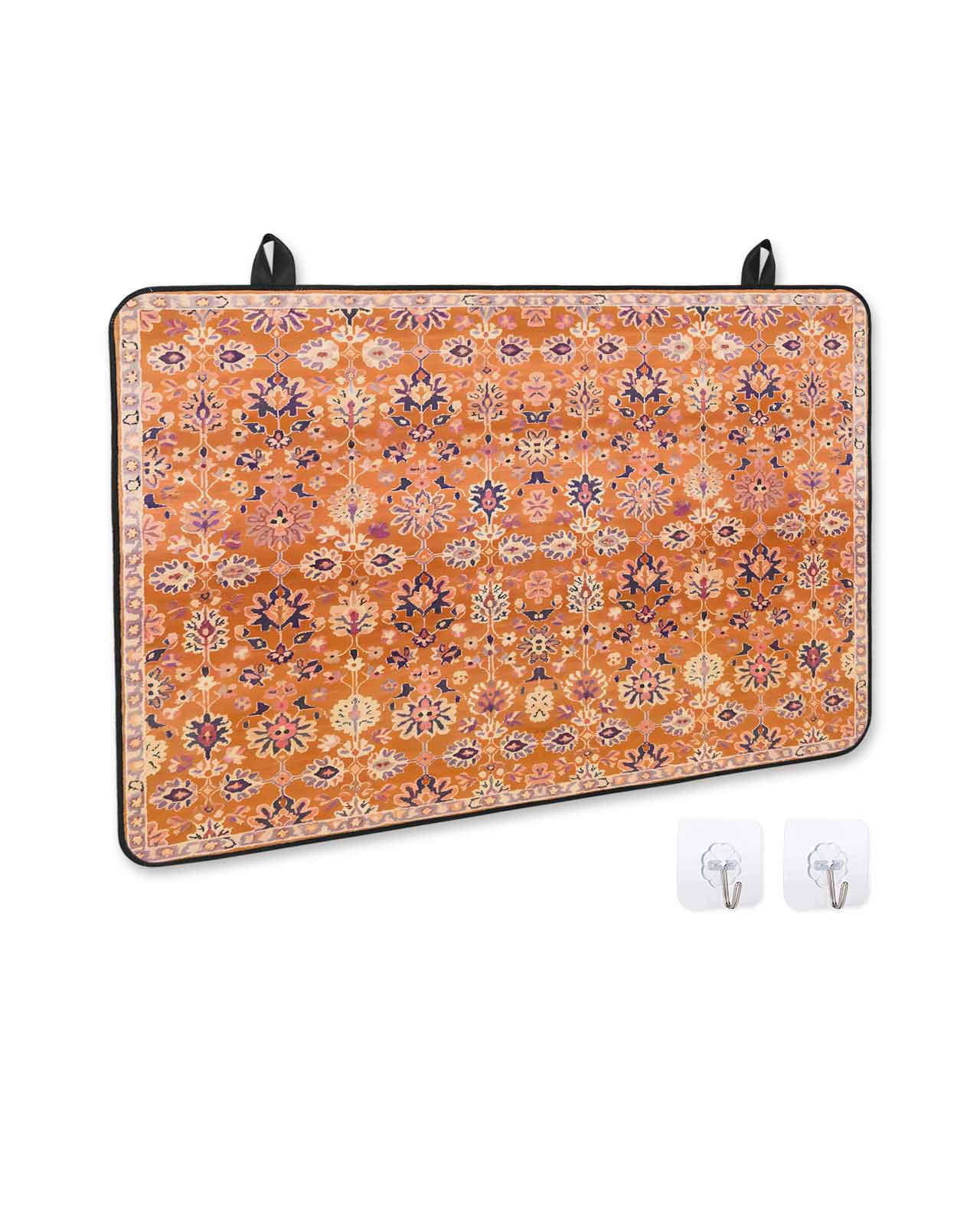 nqOlkjepod Large Induction Cooktop Protector Mat 24"x21", Boho Orange Stove Top Covers for Electric Stove, Country Style Bohemian Floral Retro Tribal Stove Burner Cover Mats, Glass Top Stove Cover