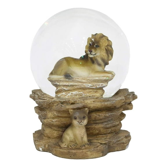 Ebros Safari Savanna African Pride Rock Lion King with Cub Glitter Water Globe Collectible Figurine 4.5" Tall As Circle of Life Wildlife Animal Novelty Snow Globe Decor