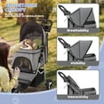 thumbnail image 5 of ZOPan 3-Wheel Pet Stroller, Foldable Travel Jogger for Small & Medium Dogs & Cats (Up to 33lbs), Lightweight Carrier with Breathable Mesh Cover, Cup Holder & Storage Basket, Gray, 5 of 11