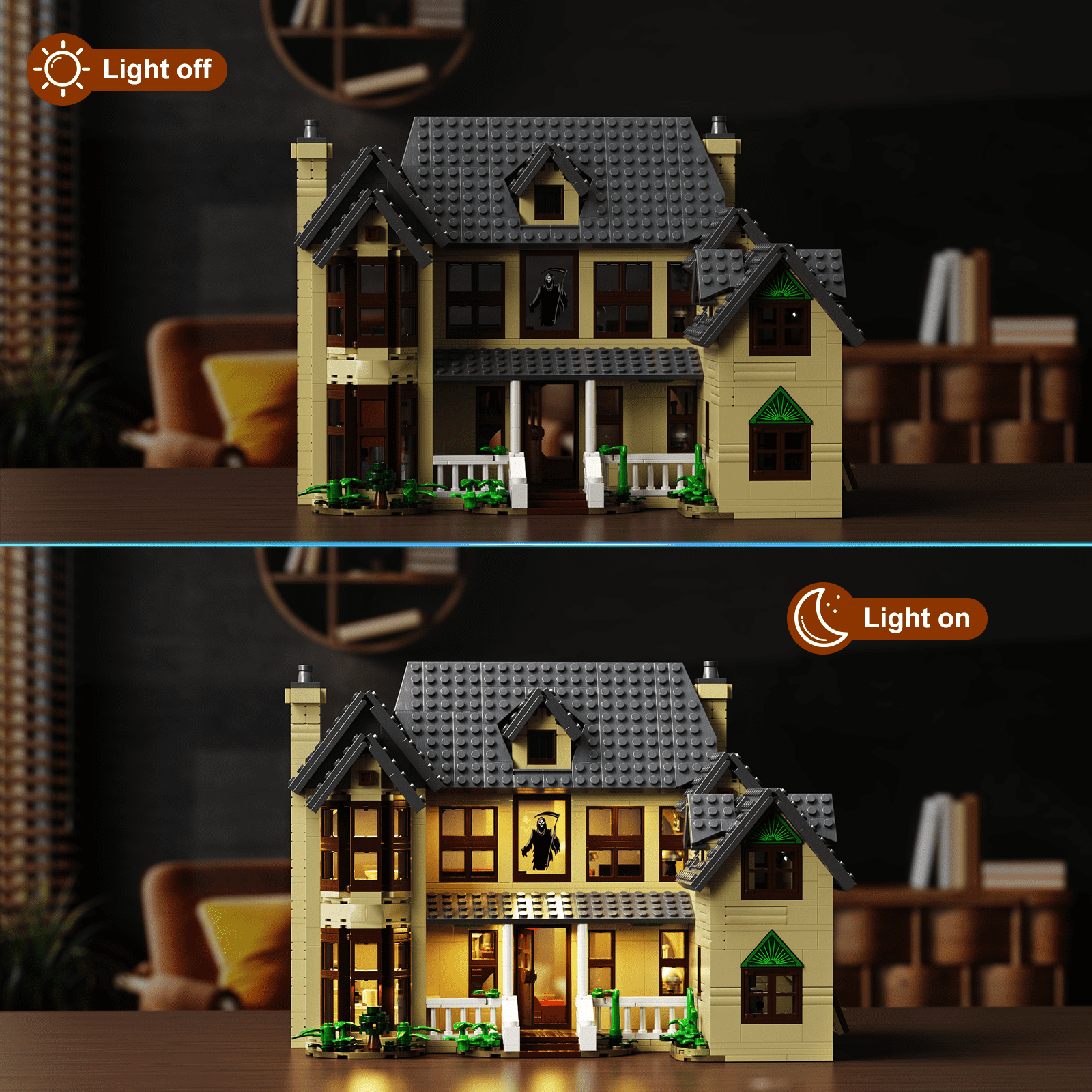 Ghostface House Building Block Sets Halloween Horror Haunted Mansion Architecture Gift for Kids 8+ and Adults