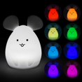 thumbnail image 5 of Luz nocturna para niños, luz de ratón, lámpara de noche de silicona suave, 9 colores, Control remoto recargable, luz LED de noche, regalo de Navidad/juguete JFHHH pequeña, 5 of 5