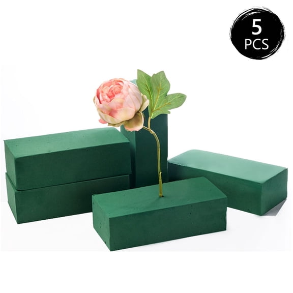 Tripumer 5 Pcs Flower Foam Brick Florist Foam Blocks Wet Floral Foam Wet Florist Styrofoam Block Flower Arrangement Supplies for Fresh Flower Arrangement DIY Craft Wedding Home Decorations Green