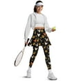 thumbnail image 5 of COEQINE Women Elastic Yoga Skirted Legging for Women with Pockets Chicken Sunflower Floral Black Print High Waist Tennis Skirts with Leggings Golf Pickleball Skort Pants, 2XL, 5 of 7
