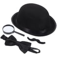 thumbnail image 3 of ColoMX 1 juego de accesorios de juego de rol de Halloween, sombrero de vestir de detective, bigote, pajarita, lente de aumento, 3 of 7