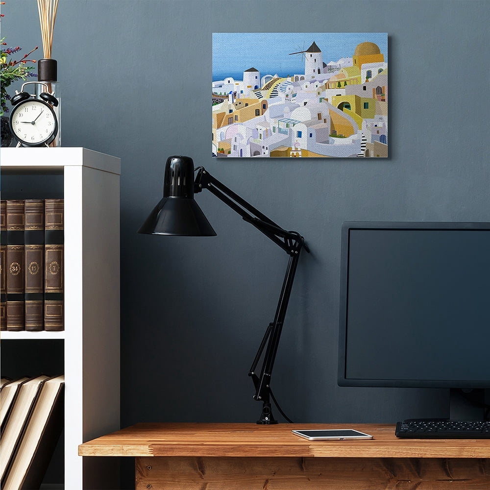 Stupell Industries Seaside Greek Cityscape White Yellow Buildings Canvas Wall Art by Carla Daly