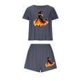 thumbnail image 2 of Elvqul Womens Gray Pajamas Soft Loungewear Tops and Shorts Printed Casual Pajama Set for Women Two Piece, 2 of 7