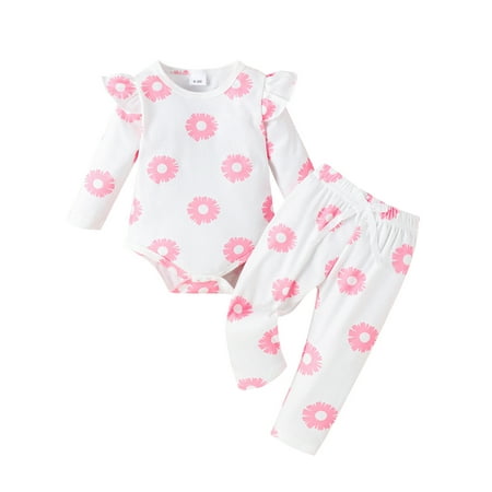 

Bagilaanoe 3pcs Newborn Baby Girl Pants Set Floral Print Long Sleeve Romper Tops + Leggings 3M 6M 12M 18M Infant Casual Clothes
