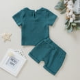 thumbnail image 6 of MXIEZI Newborn Boys Short Sleeve 2Pcs Outfits for 1M-4Y Baby Toddler Summer Solid color T-Shirt Tops + Elastic Waistband Shorts Set, 6 of 8