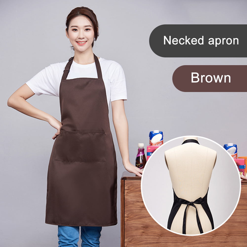 Details about   Waterproof Cotton Linen Apron Kitchen Cleaning Cooking Bib Aprons With 2 Pockets 