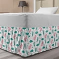 thumbnail image 1 of Nautical Bed Skirt, Watercolor Design of Sea Elements Fish and Seaweed, Elastic Bedskirt Dust Ruffle Wrap Around for Bedding Decor, 4 Sizes, Seafoam Pink, by Ambesonne, 1 of 2
