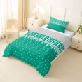 thumbnail image 2 of Castle Fairy Retro Vertical Stripe Twin Comforter Sets 2pcs,Minimalism Heart Dot Bedding Set,Emerald Green White,Reversible,1 Comforter and 1 Pillowcase, 2 of 6