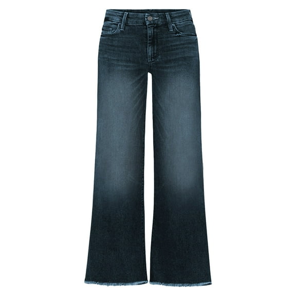 Sngxgn Women Distressed Raw Hem Washed Jeans Destroyed Straight Leg Denim Pants(Blue,XXL)