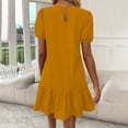 thumbnail image 4 of Xihbxyly Dress for Women Summer Solid Color Off the Shoulder Mid-Length Dress Leisure Slim Fit Short Sleeve Holiday Party Dresses Flash Sales for Today, 4 of 7