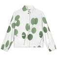 thumbnail image 4 of Jackets for Women Winter Coat Jackets Flannel Stand Collar Jacket(Eucalyptus Leaf Pattern,Size:S-4XL), 4 of 7