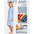 thumbnail image 3 of Casual Nights Women's Fleece Long Sleeve Nightgown, Floral Microfleece Sleepwear with Lace Trim and 3-Button Crew Neck, Sparkle Blue 3X, 3 of 6