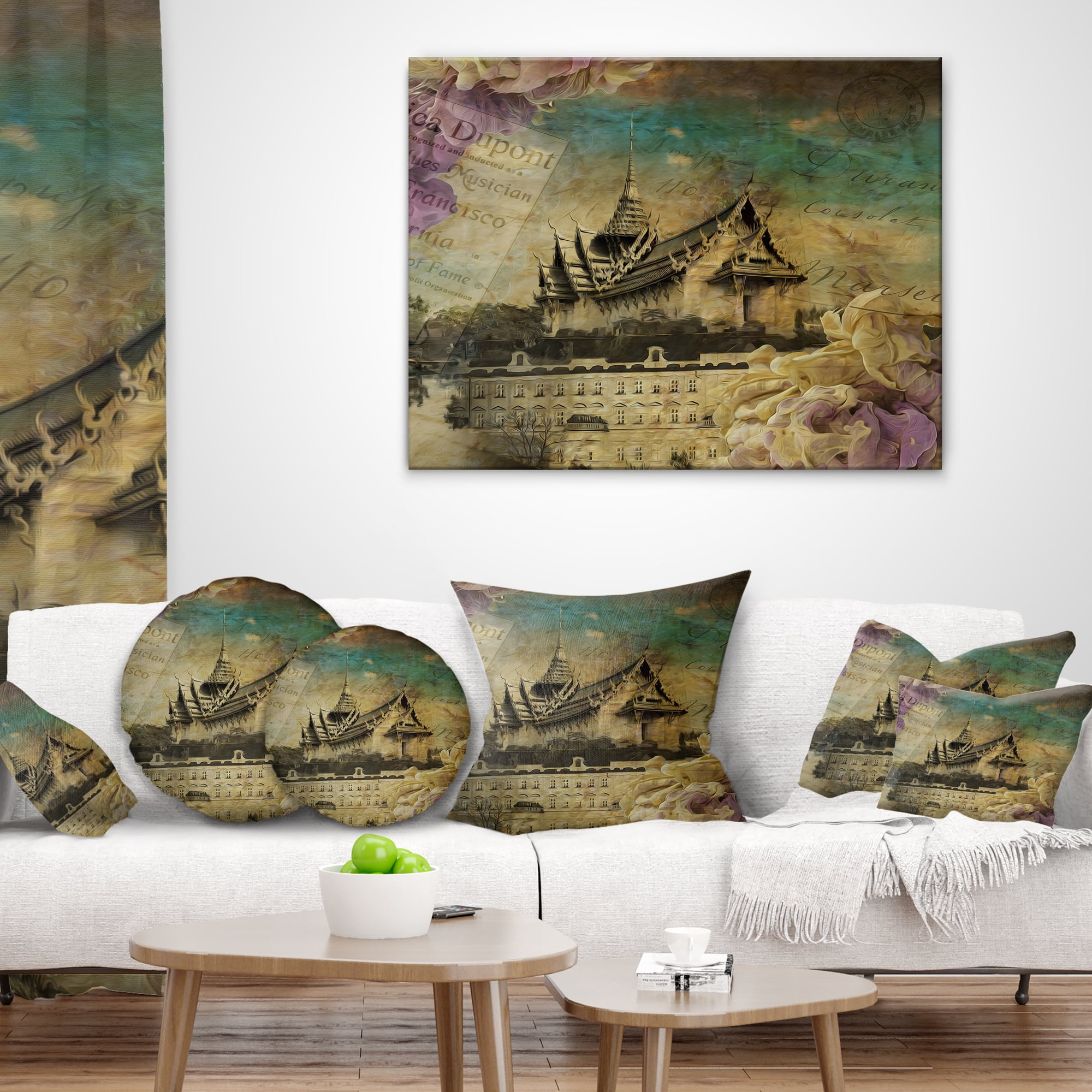 Designart Vintage Style Sky Castle - Contemporary Throw Pillow - 12x20