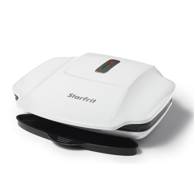 Starfrit Grill and Panini Press with Ceramic Coating, Non-Stick PTFE Free, Fast and Even Cooking, 1000W Power, Removable Oil Tray, Illuminated Temperature Indicator, Easy Cleanup