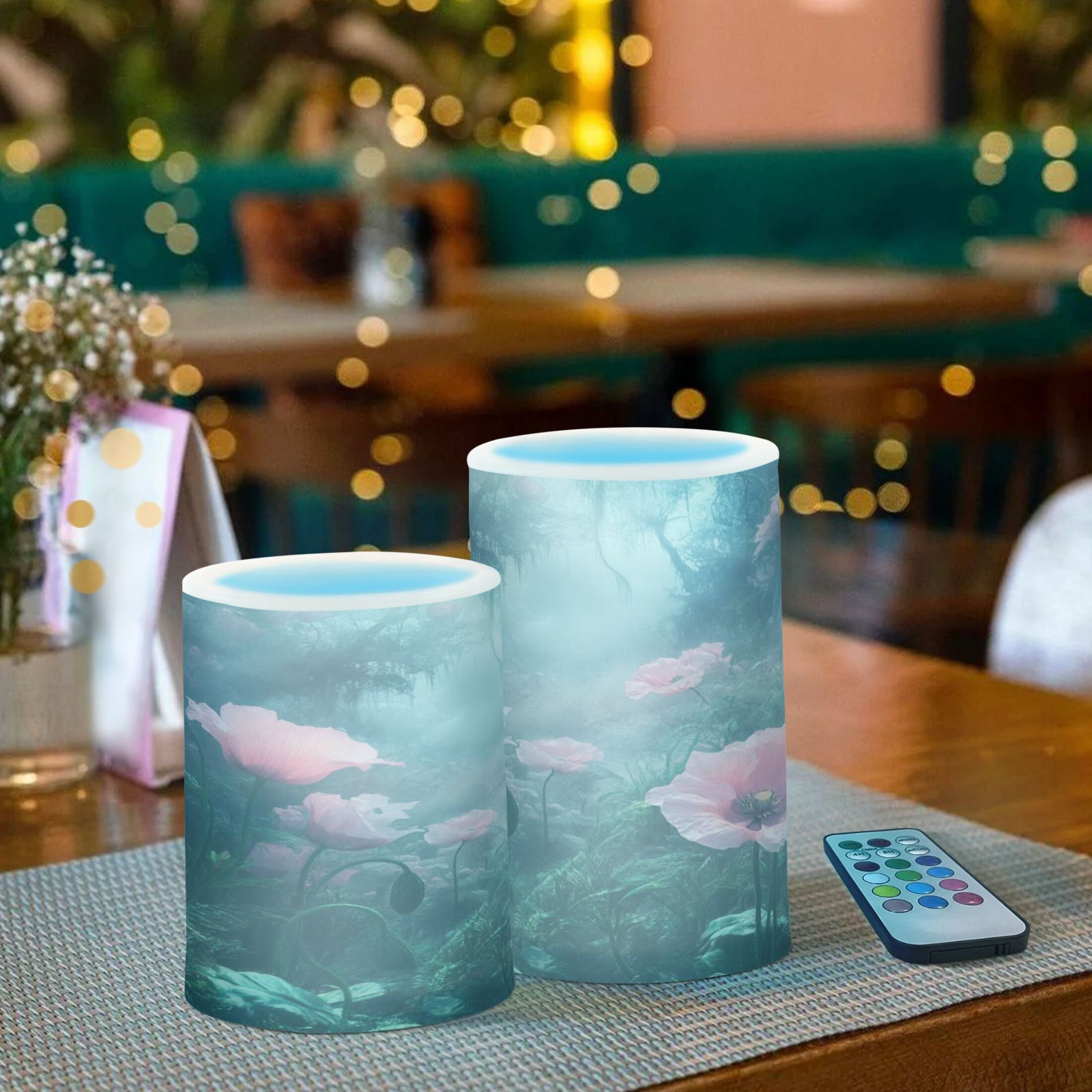2 PCS Flameless Candles with Remote Timer LED Battery Operated Flickering Candle Light for Wedding Table Home Decoration Gifts Surreal Garden