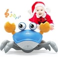 thumbnail image 1 of Crawling Crab Baby Toy Gifts，Infant Tummy Time Toys, Cute Dancing Walking Moving Babies Sensory Induction Crabs with Light Up Music for 0-6 6-12 1-3 4+ Year Old Boys Girls Toddler （Blue）, 1 of 6