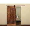 Distressed Z 36 in. x 84 in. Walnut Solid Knotty Pine Wood Interior Sliding Barn Door with Hardware Kit