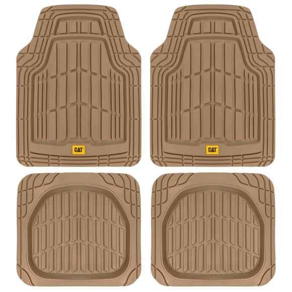 Cat® ToughRide„¢ Tapis de Sol en Caoutchouc Robustes 3 Pcs pour Toutes Saisons pour Voiture Camion Fourgonnette VUS, Noir - Garniture de Qualité Supérieure pour s'Adapter aux Voitures F