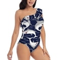 thumbnail image 3 of Honeii Angry Shark for women's one-piece swimsuit featuring a chic one-shoulder design experience elegance and style in the water-, 3 of 6
