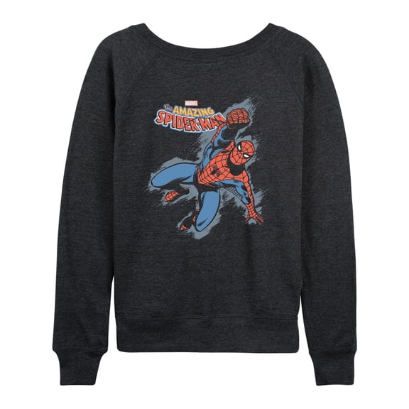 Marvel Spider-Man - Grunge Style - Ladies French Terry Pullover Long Sleeve Shirt