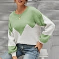 thumbnail image 2 of Fall Sweaters for Women 2022 Colorblock Knit Pullover Sweater Casual Crewneck Lantern Sleeve Sweater Jumper Pullover clearance sweaters women, 2 of 7