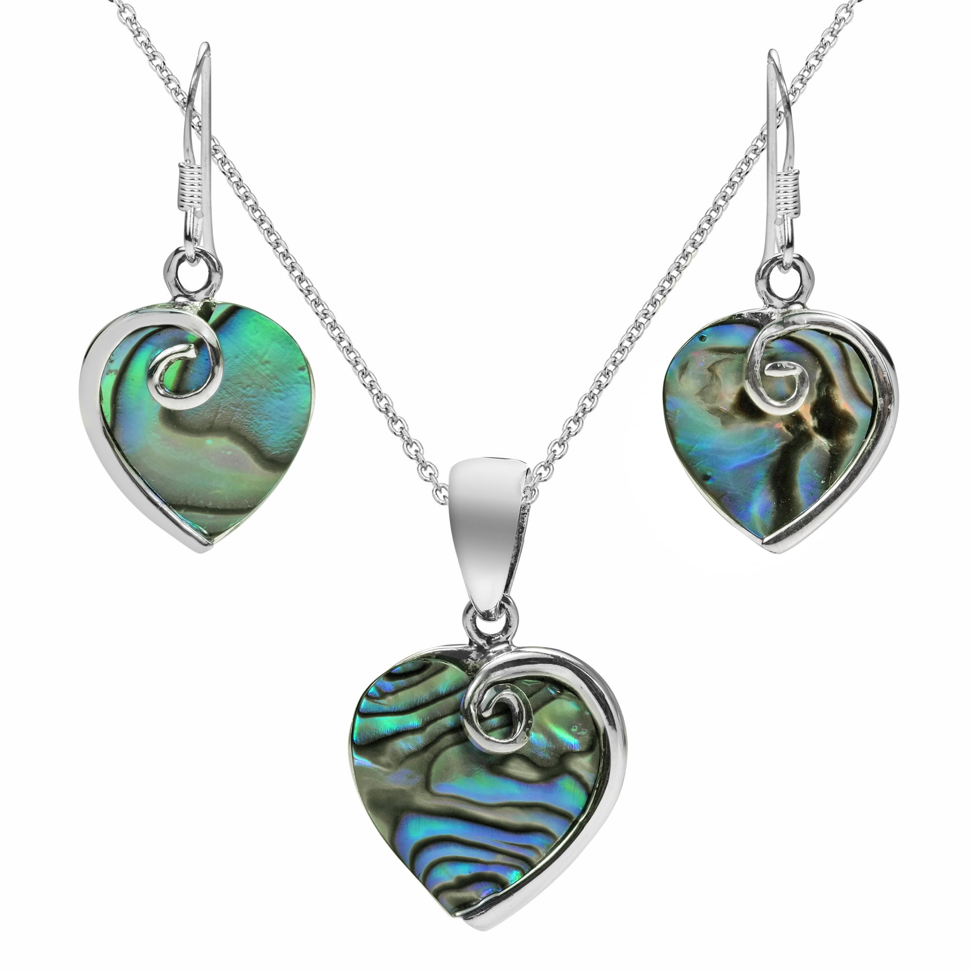 Abalone Horseshoe Lucky Pendant Silver Plated Necklace Earrings Under £15 