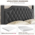 thumbnail image 5 of Full / Queen Size Canopy Bed Frame with Nailhead Decoration Headboard Upholstered Bed Frame with Solid Wood Slats Support,No Box Spring Needed,Noise Free, 5 of 9