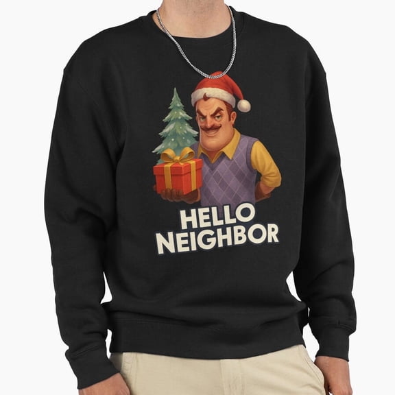 Hello Neighbor Christmas Gift Gamer Funny Retro Holiday Graphic Unisex Sweatshirt G13899, Up to Size 5XL