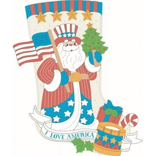 Bucilla Felt Stocking Applique Kit 18 Long Santa Is Here w/Lights