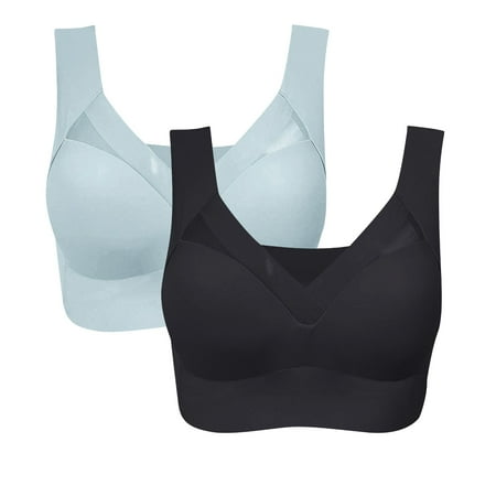 Clearance! SNOWSONG Bras for Women  2PCS Womens Seamless Ice Silk Bra Gathered Beautiful Back Bra Thin without Steel-ring Sport Underwear  Wireless Bra  Push up Bras 2pc Purple XL