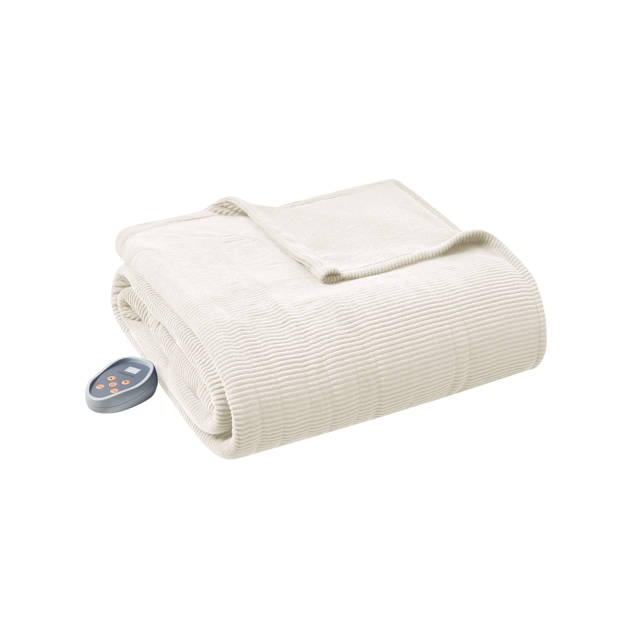 Beautyrest Electric Micro Fleece Heated Solid Blanket, Full, Ivory