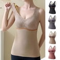 thumbnail image 4 of Woman's Plus Size Tank Tops Solid Color Derong Warm Vest With Chest Cushion Sleeveless Skinny Fit Sexy Top Built in Bra Tank Tops for Women, 4 of 4