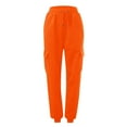 thumbnail image 4 of Women's Casual Solid Pocket Pants High Waist Elastic Band Sweater Pants Drawstring Cargo Pants, 4 of 5