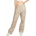 thumbnail image 3 of Revolt PLUS SIZE Women's Juniors Baggy Straight Leg Carpenter Cargo Pants (Khaki, 18 Plus), 3 of 7