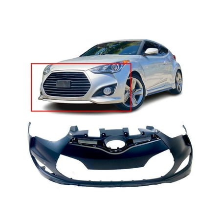 DCP Front Bumper Cover For 2012-2016 Hyundai Veloster w/ fog lamp holes Primed