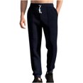 thumbnail image 2 of PNTUTB Men's Fashion Solid Color Jacquard Elastic Waist Drawstring Casual Comfortable Cuffed Pants with Pockets, 2 of 6
