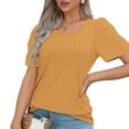 thumbnail image 5 of SDNall Loose Fitting Tops for Women Fashionable Casual Short Sleeved Loose Round Neck Solid Color Top (Orange,Sizes:S-2XL), 5 of 9