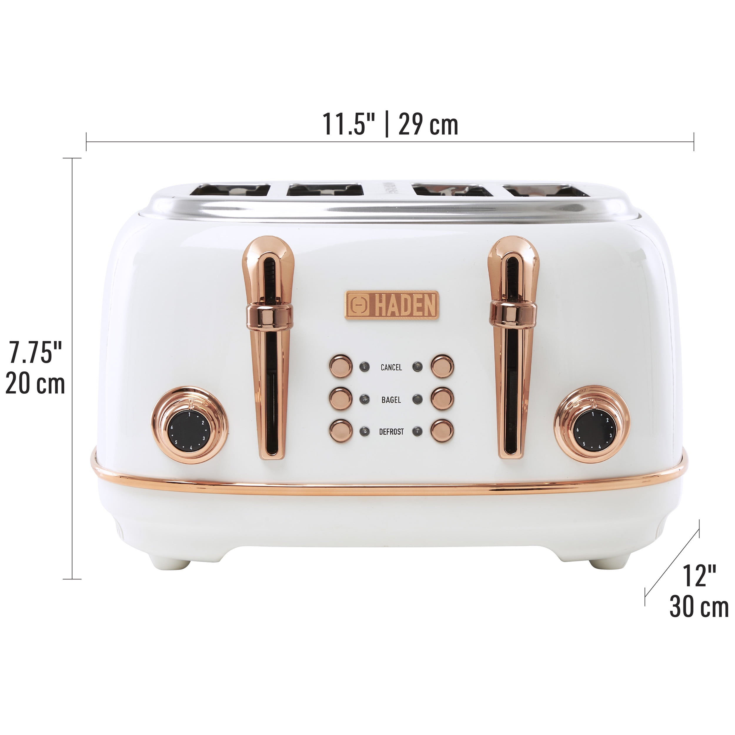 Open Box Haden Heritage 4 Slice Wide Slot Toaster w/Crumb Tray, Ivory/Copper