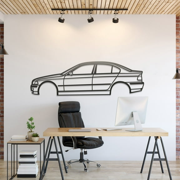 LaModaHome E46 Sedan Metal Silhouette Wall Art