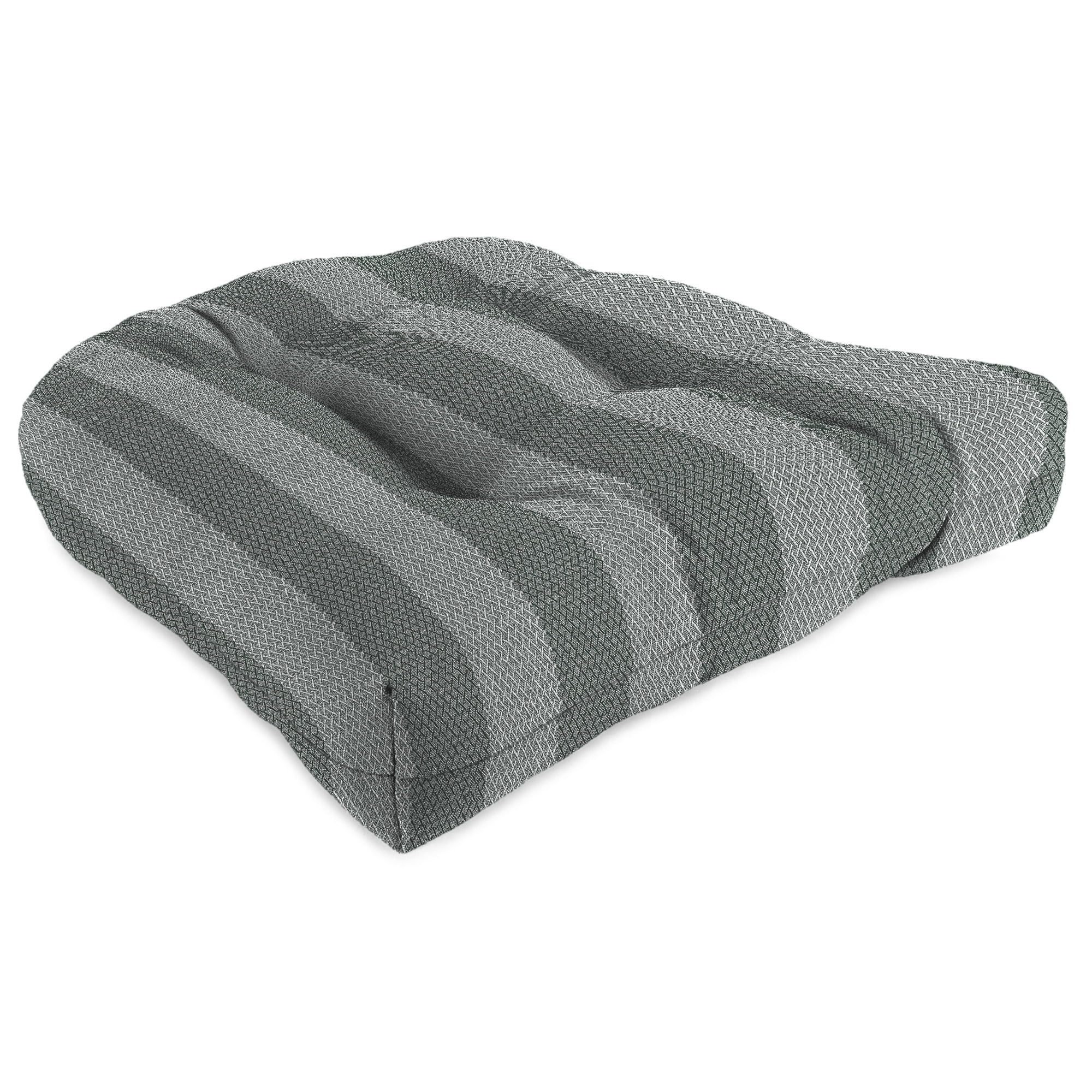 Jordan Manufacturing 19" x 19" Conway Smoke Grey Stripe Square Tufted Contoured Outdoor Wicker Seat Cushion (2 Pack)