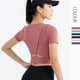 thumbnail image 3 of Ropa de yoga de primavera y verano, camiseta deportiva de manga corta con ombligo descubierto para mujer, ropa de fitness ajustada de secado rápido, 3 of 4