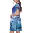 thumbnail image 2 of Naloa Night At Lake Aurora 1 Print Womens Summer A-Line Dress with Pockets,Short Sleeve Dresses,Flowy Beach Swing Dress for Vacation Travel, 2 of 6