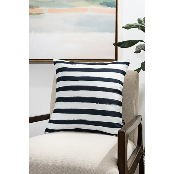 Ada Home Decor Black & White Stripes Contemporary Pillow