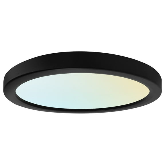 Luxrite 7 inch LED Flush Mount 15W 3 Color Selectable 3000K, 4000K, 5000K 900 Lumens Dimmable Round Damp Rated ETL Listed Black Trim